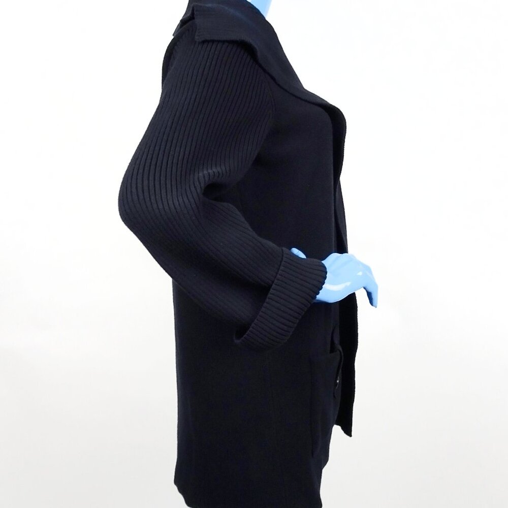 Dana Buchman Ribbed Knit Mid-Thigh Cardigan Sweater Open Front L 12 14 Slimming - Picture 5 of 6